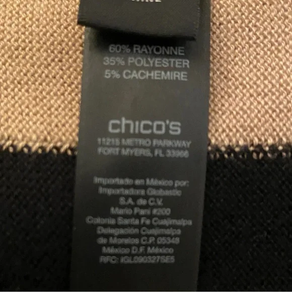 Chico's Size 3 (XL) Black and Tan Sweater Poncho - Picture 6 of 8